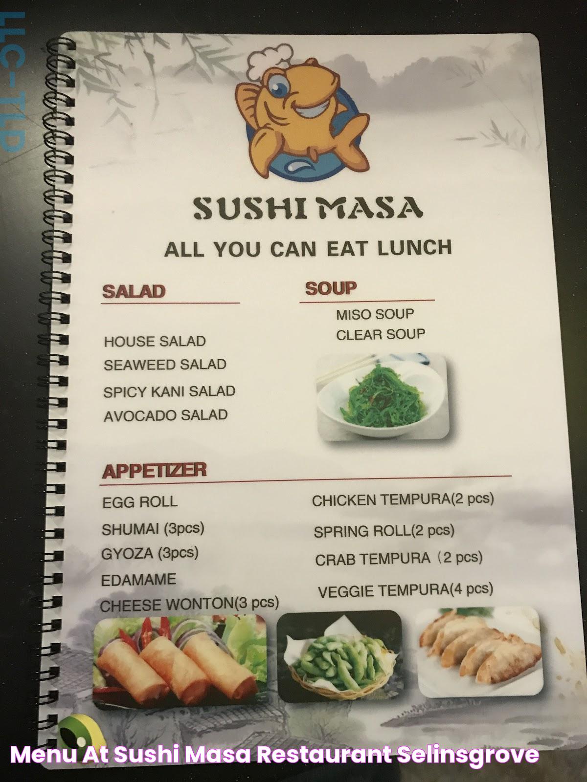 Menu at Sushi Masa restaurant, Selinsgrove