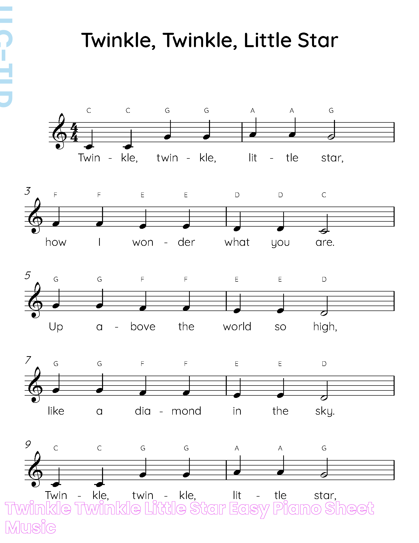 Twinkle Twinkle Little Star Easy Piano Sheet Music