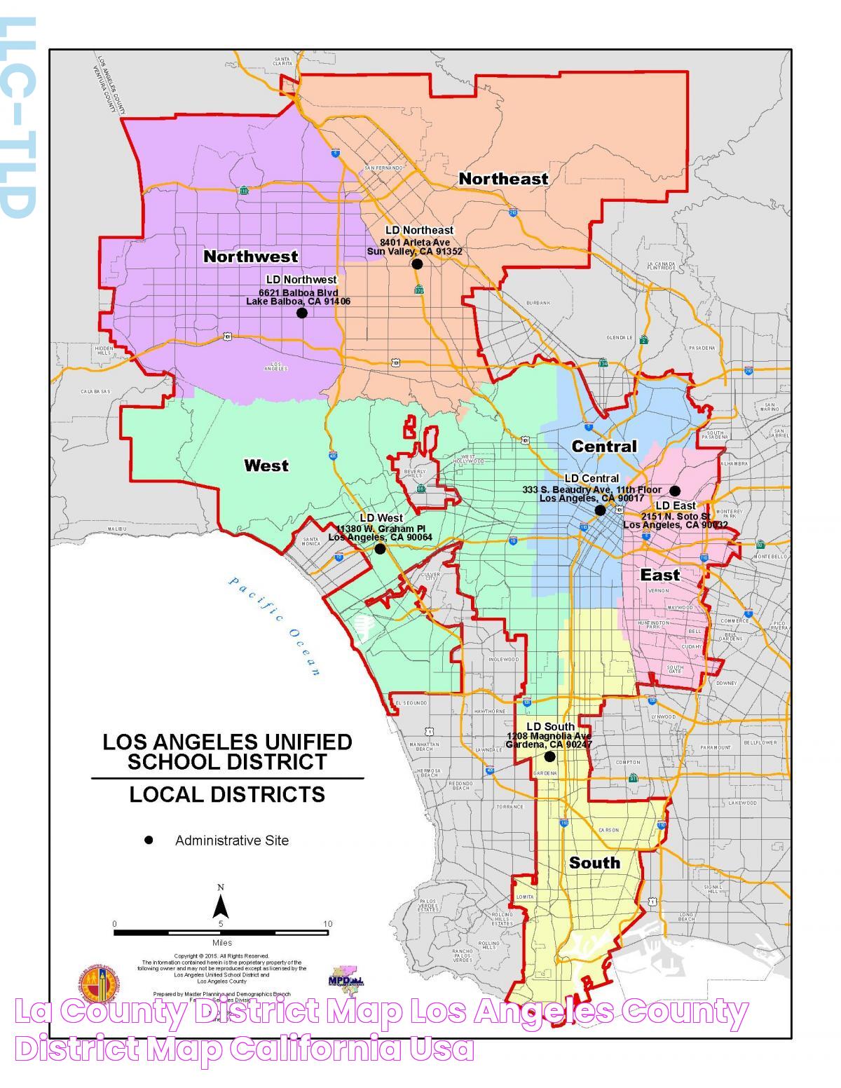 LA county district map Los Angeles county district map (California USA)