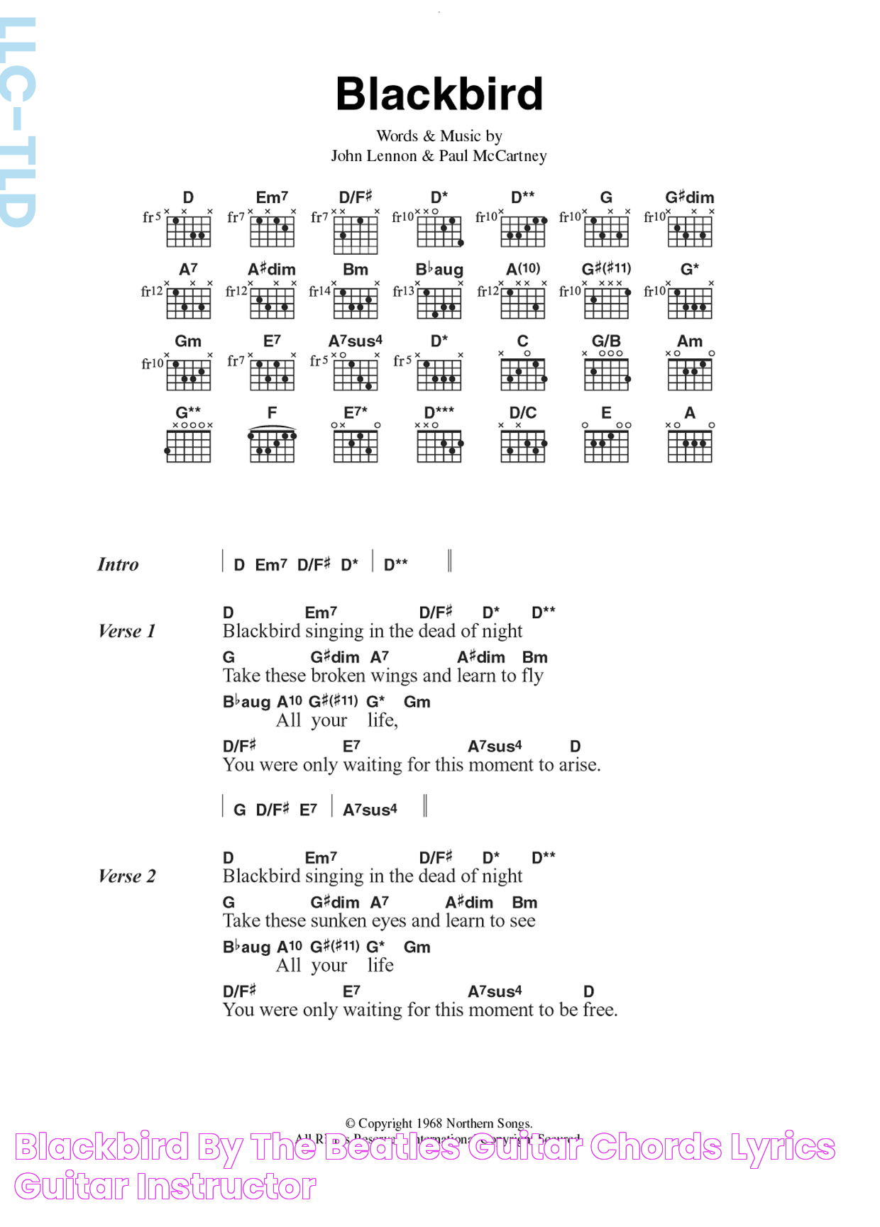 Blackbird by The Beatles Guitar Chords/Lyrics Guitar Instructor