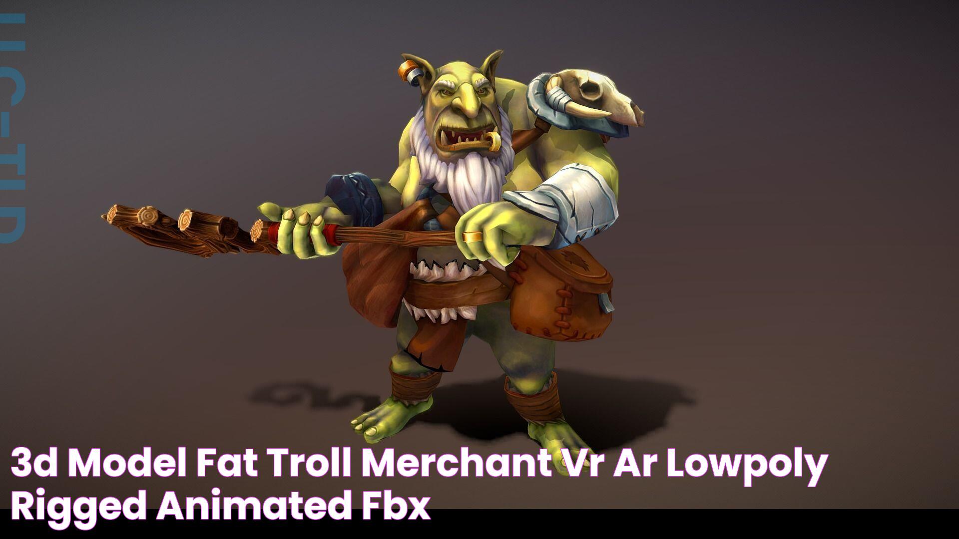 3D model Fat Troll Merchant VR / AR / lowpoly rigged animated FBX