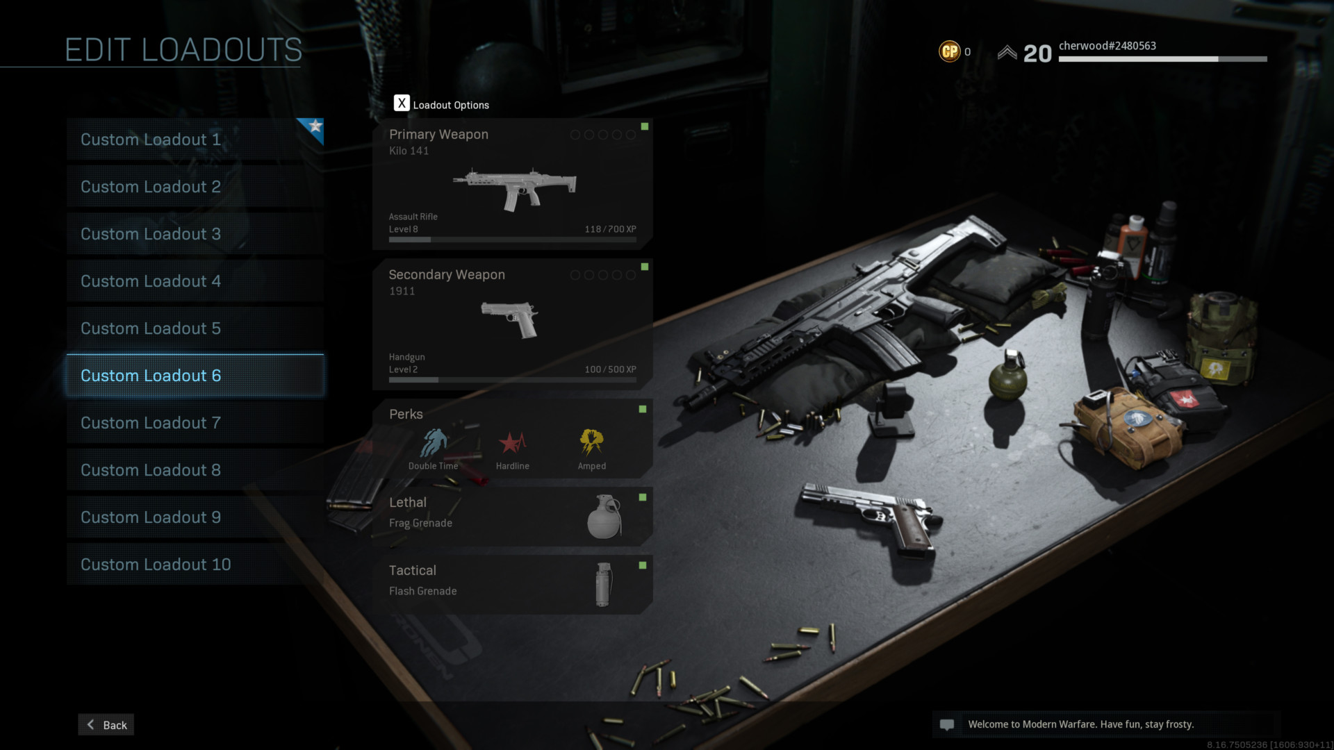 Edit loadouts Call of Duty Modern Warfare Interface In Game