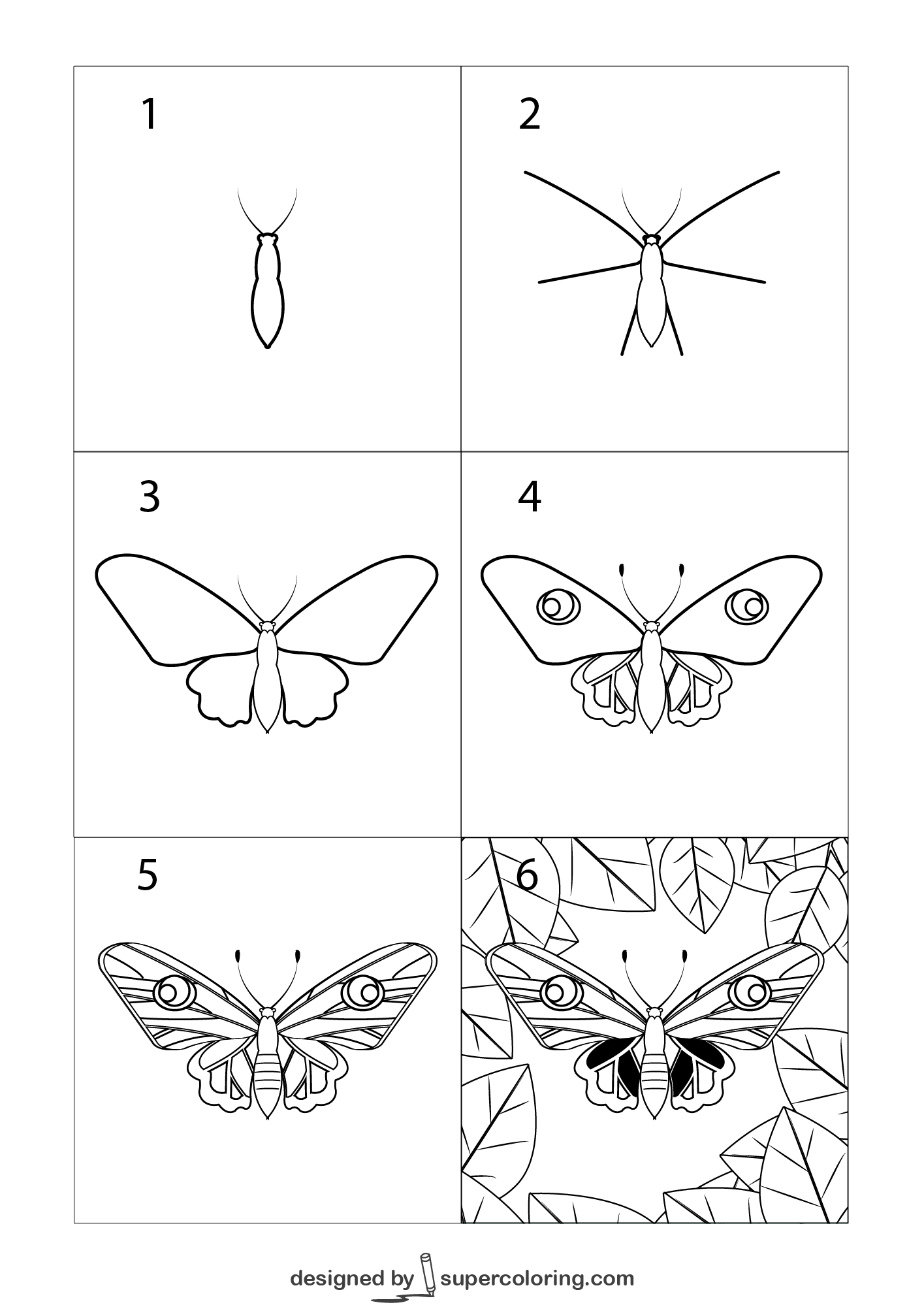 How to Draw a Butterfly Easy Free Printable Puzzle Games