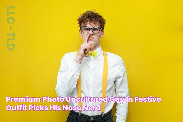 Premium Photo Uncultured guy in festive outfit picks his nose nerd