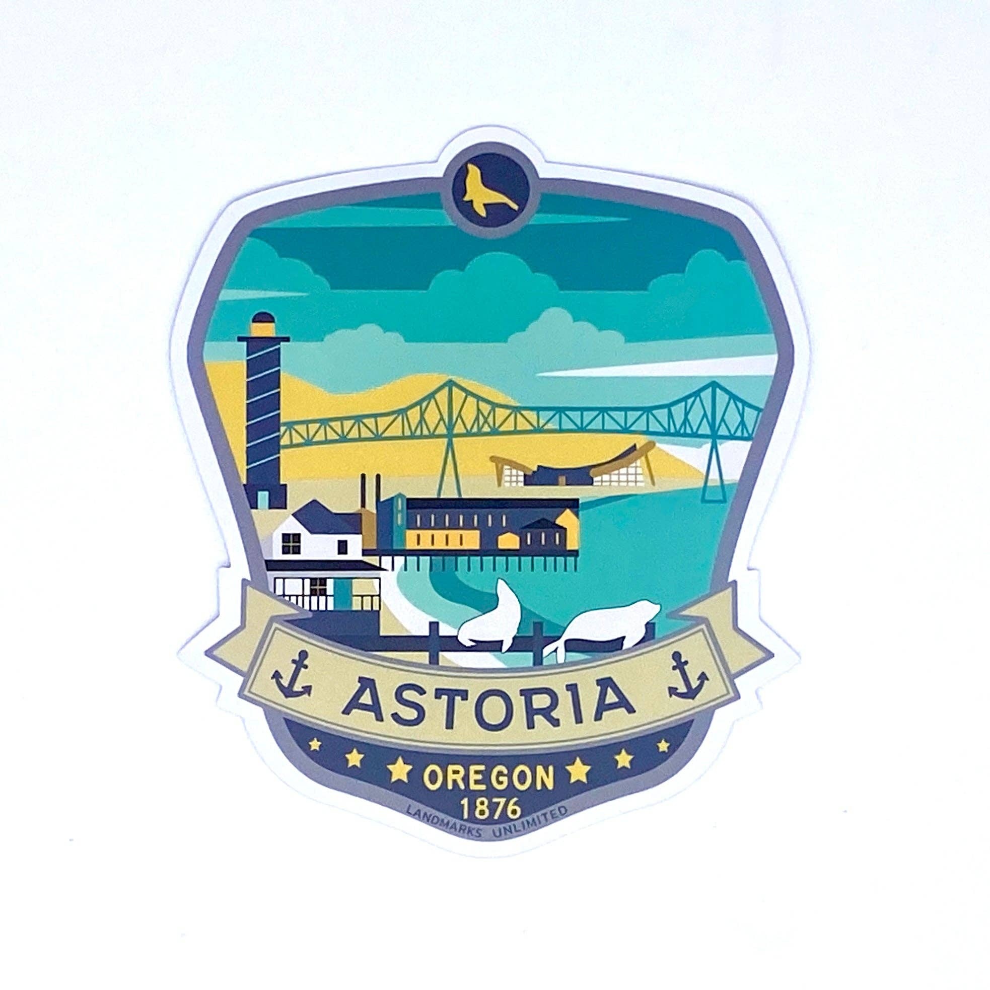 Landmarks Unlimited Astoria Oregon 4" Vinyl Sticker ASTORIA