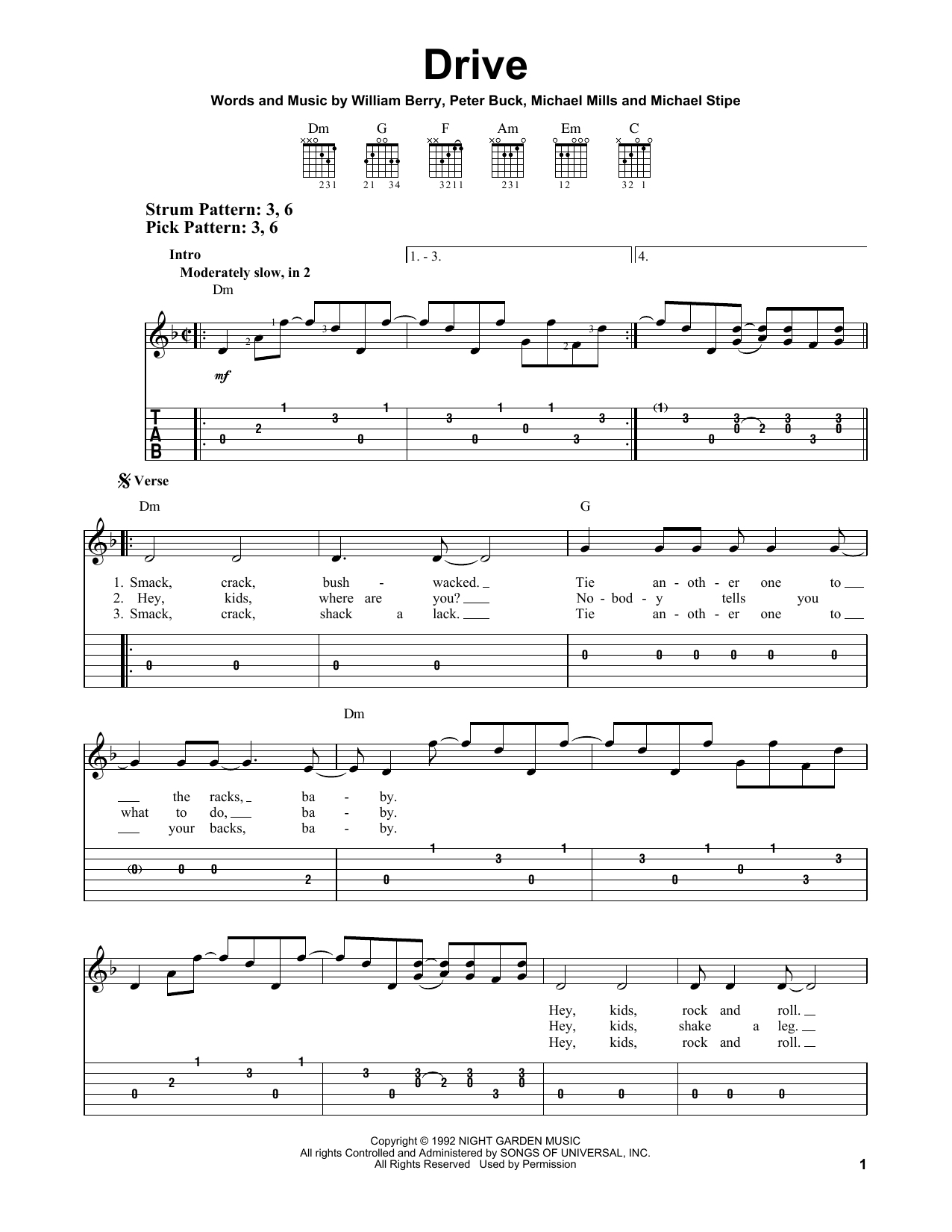 Drive by R.E.M. Easy Guitar Tab Guitar Instructor