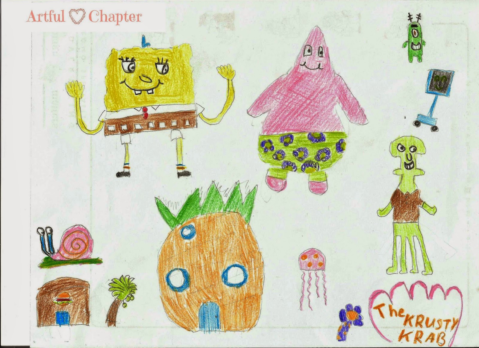 Freehand Drawing of Spongebob Cartoon Characters Artful Chapter