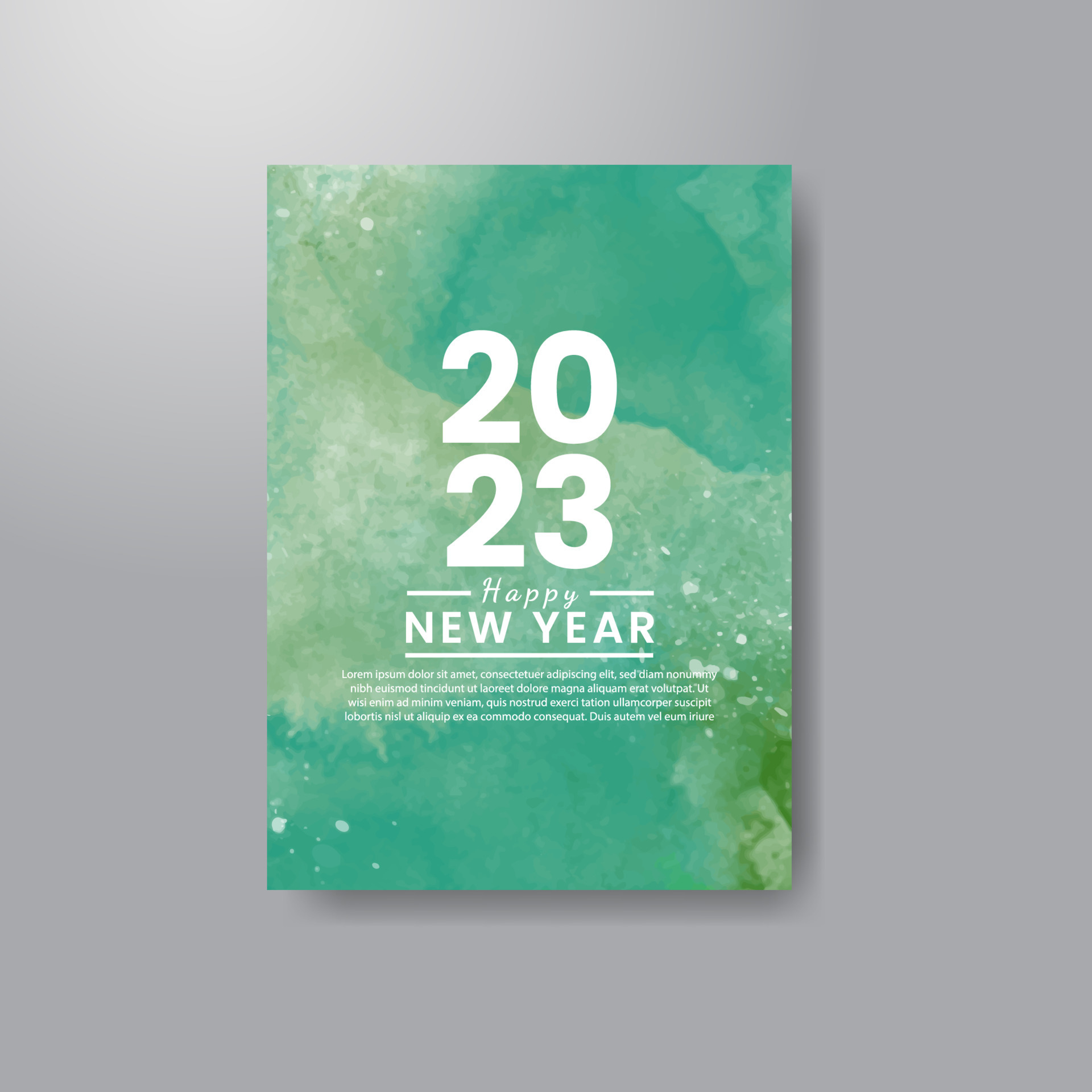 Happy new year 2023 card template with watercolor background 14666242