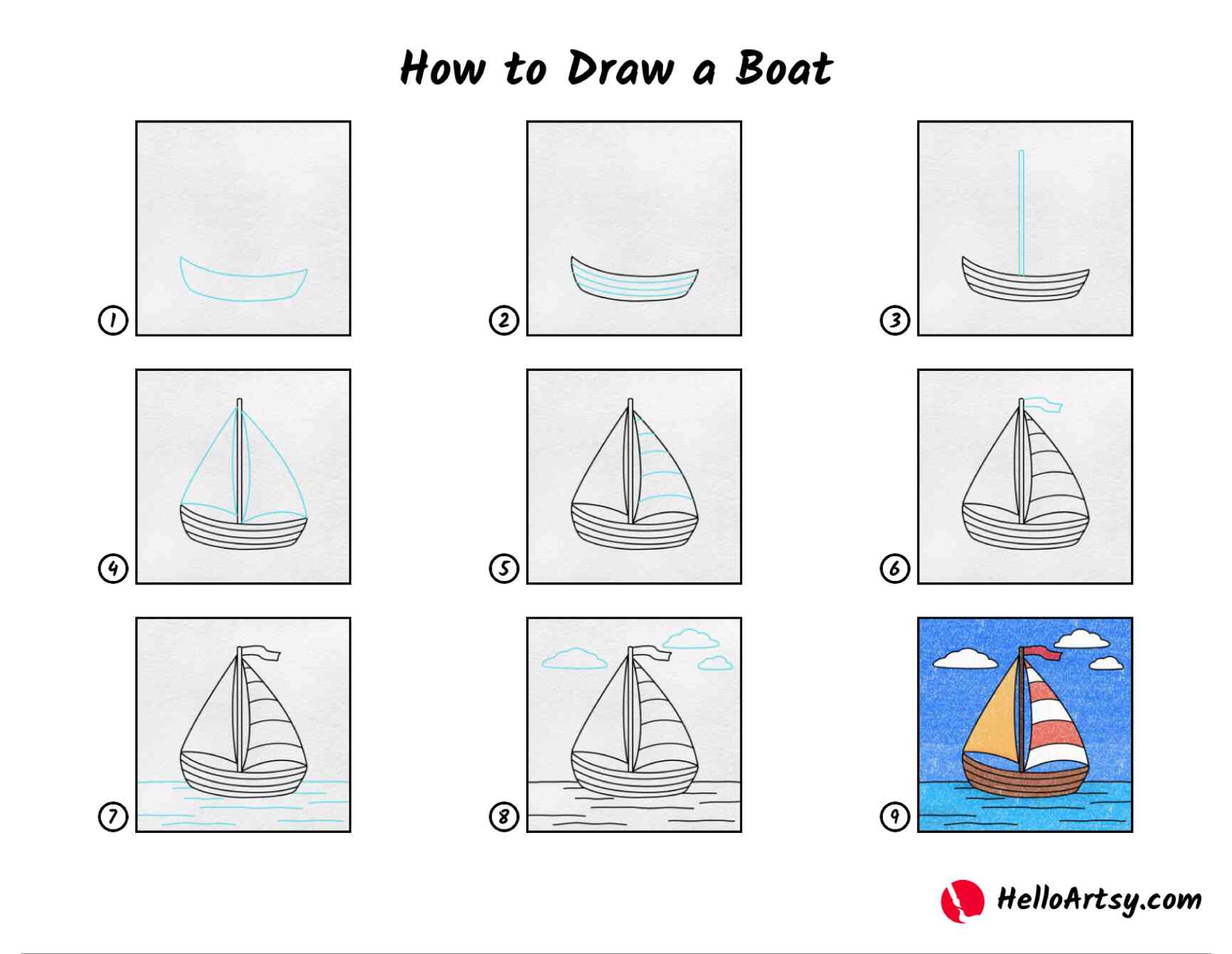 How to Draw a Boat HelloArtsy