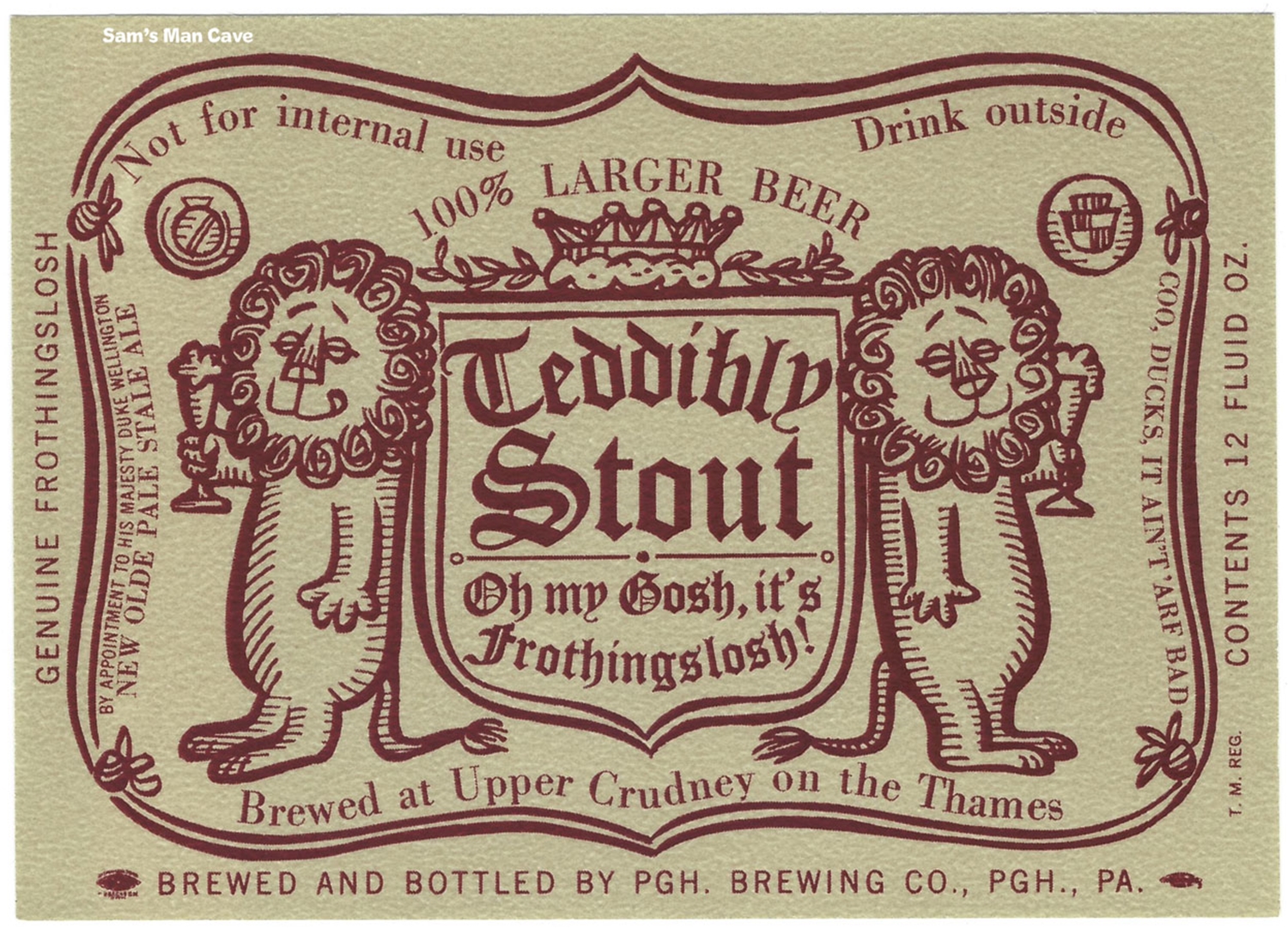 Olde Frothingslosh Teddibly Stout Label