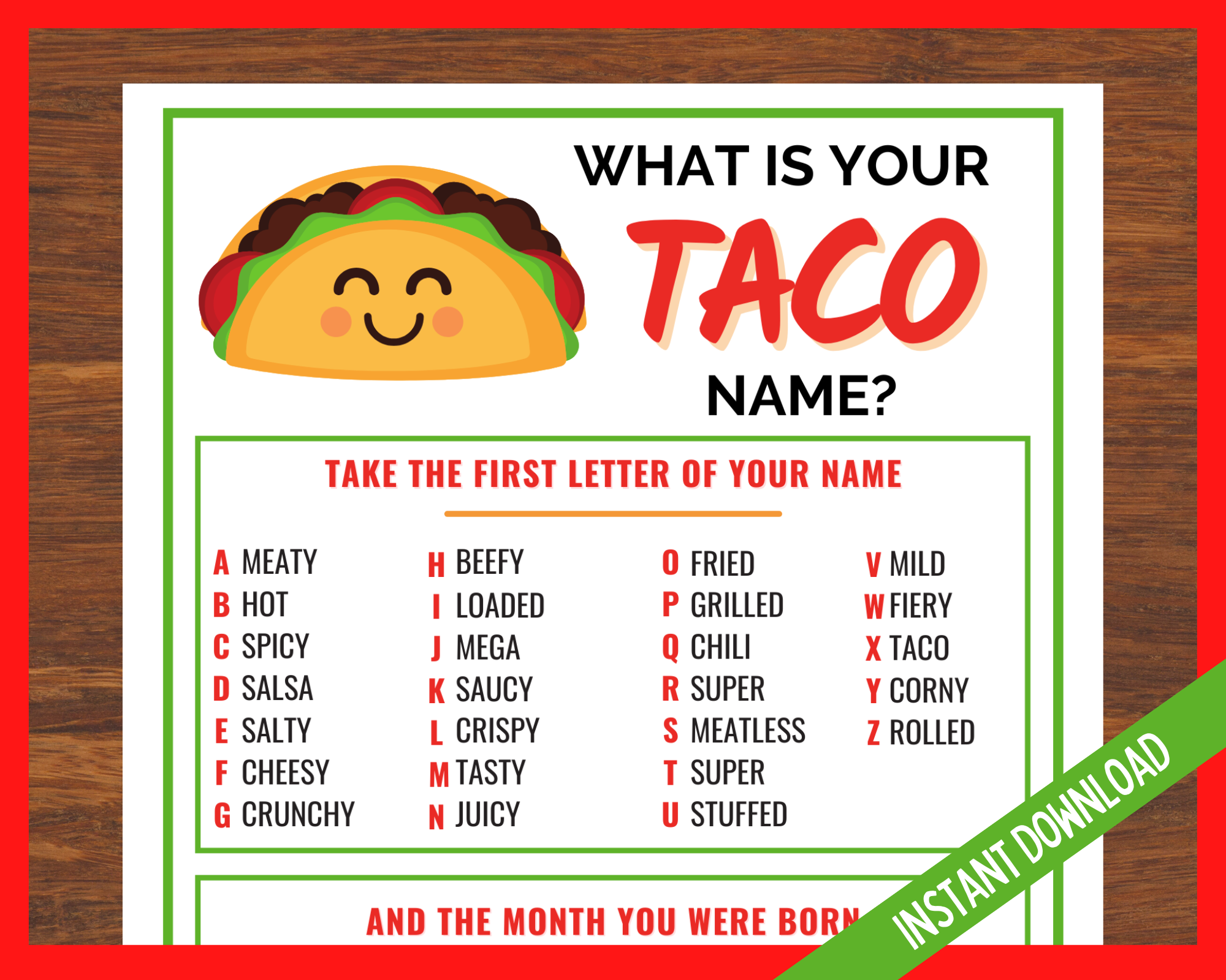 What's your Taco Name? Food themes, Cinco de mayo party food, Cinco