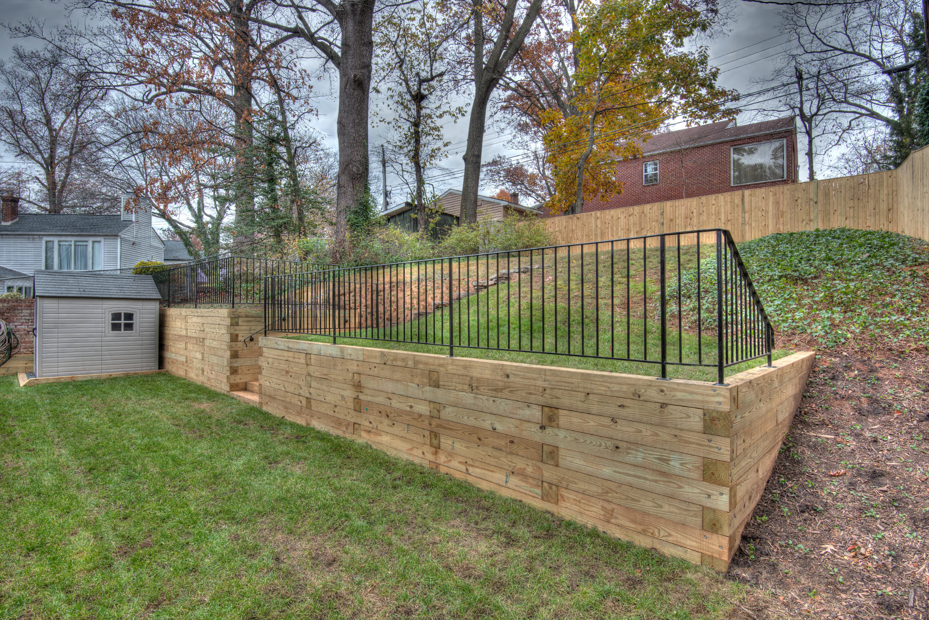 Wood retaining wall design example Hawk Haven