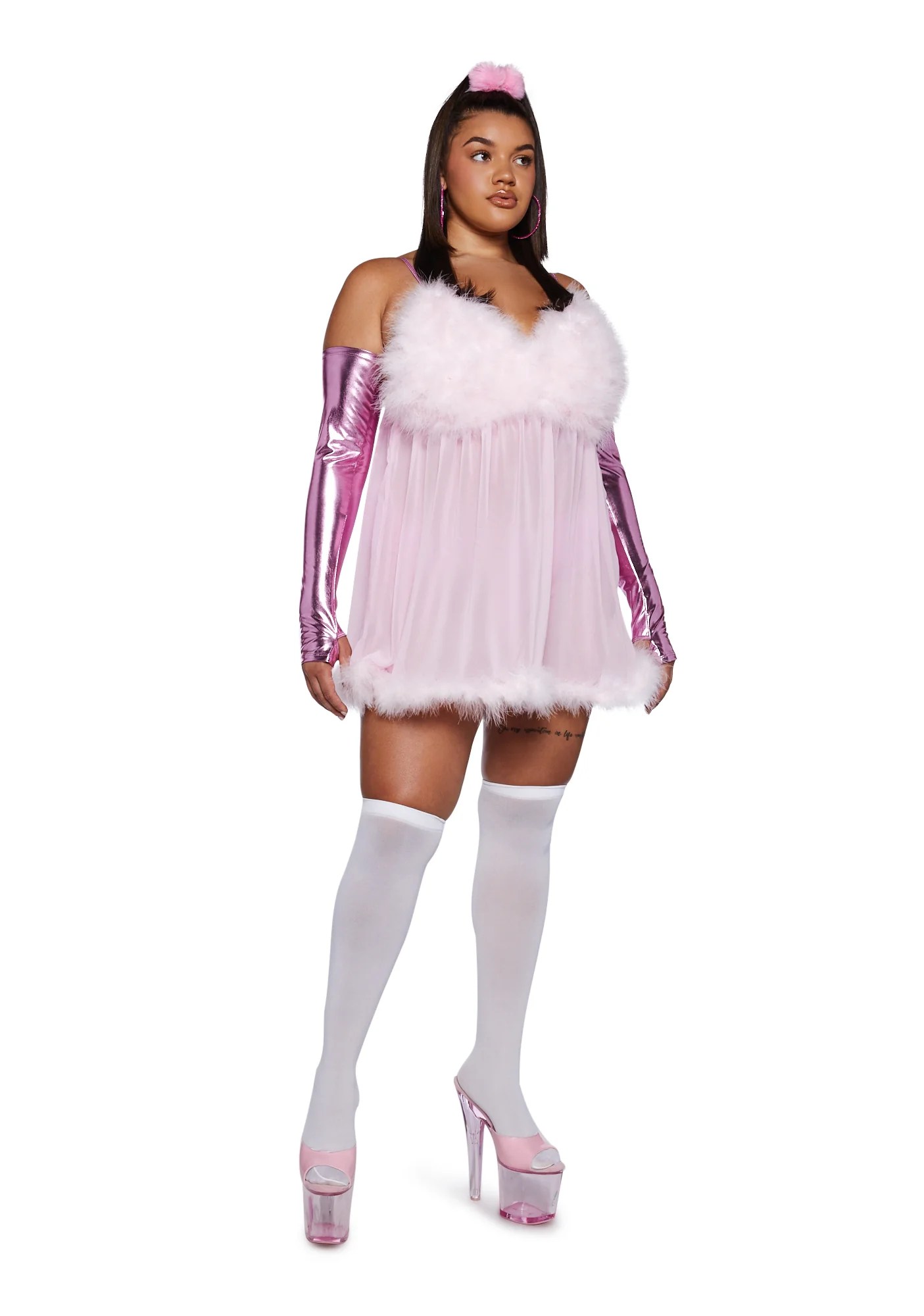 Plus Size Halloween Dolls Kill Pink Fembot Costume Set